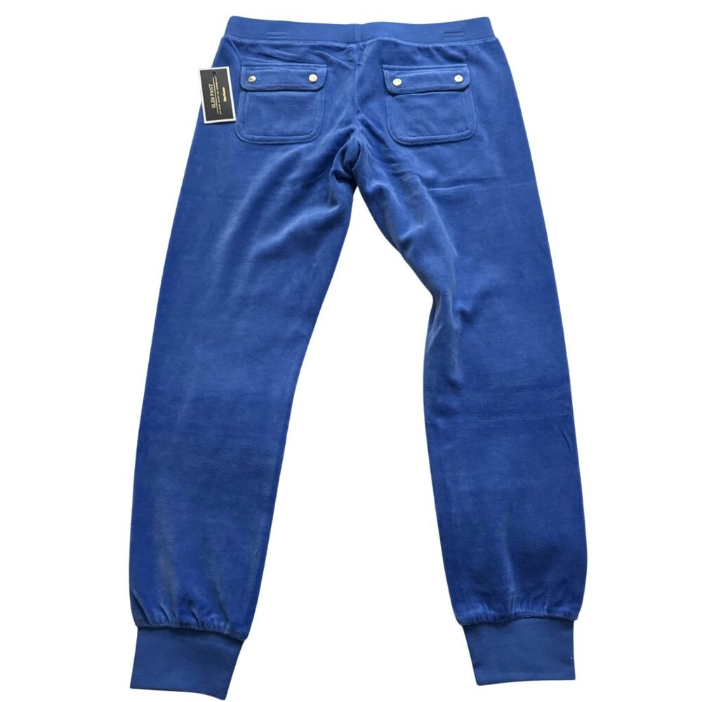 Juicy Couture women blue sweatpants Track Slim Pant Small Velour‎ back Pockets